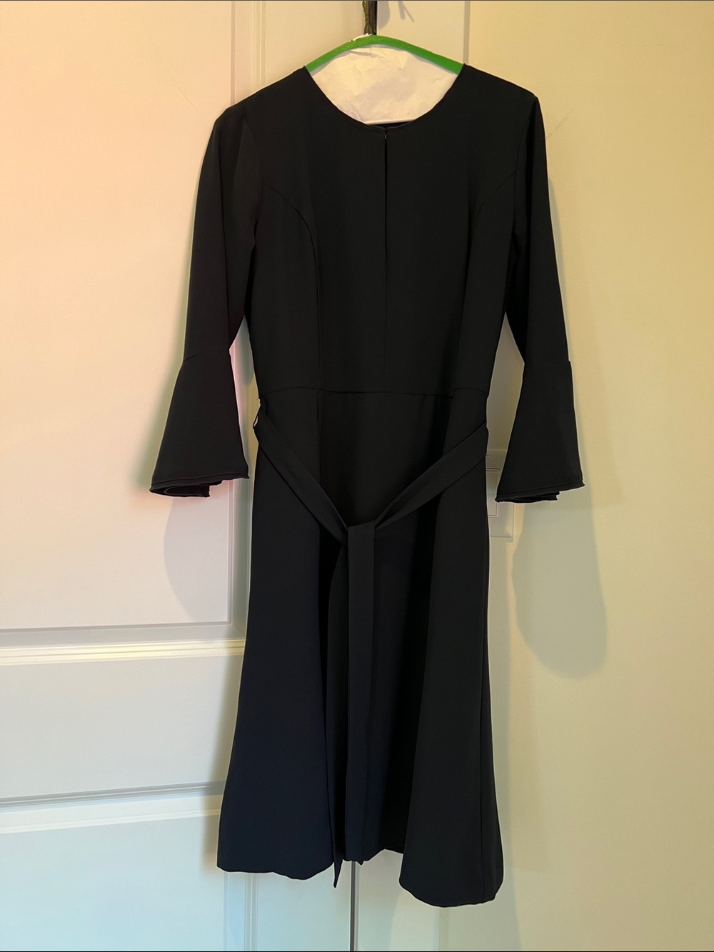 Ann Taylor Black Midi Dress with Bell Sleeves